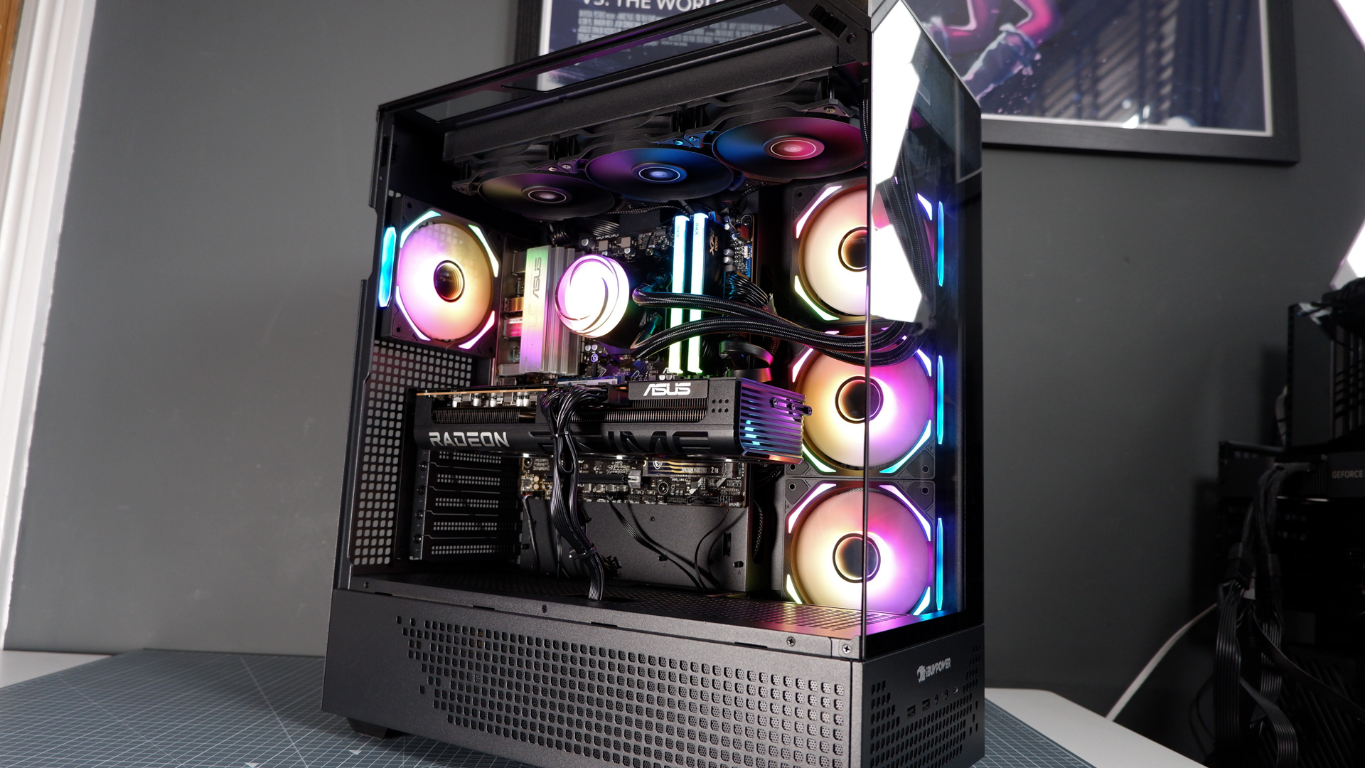 iBuyPower RDY Element 9 Pro R07 on a desk during the set-up process.